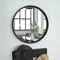 Flash Furniture 24in Round Black Metal Framed Accent Wall Mirror HMHD-22M115YA-BLK-GG